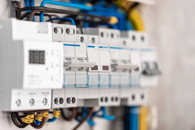 Groepenkast in een woning met installatieautomaten, aardlekschakelaars en een kWh-meter